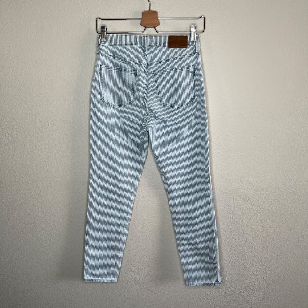 Madewell 10" Womens Blue White High-Rise Skinny Crop Jeans Piper Stripe Size 25 - Picture 2 of 13
